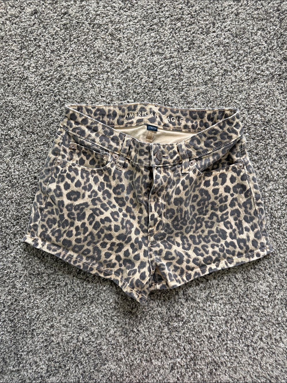 American Eagle Leopard Denim Shorts - 000